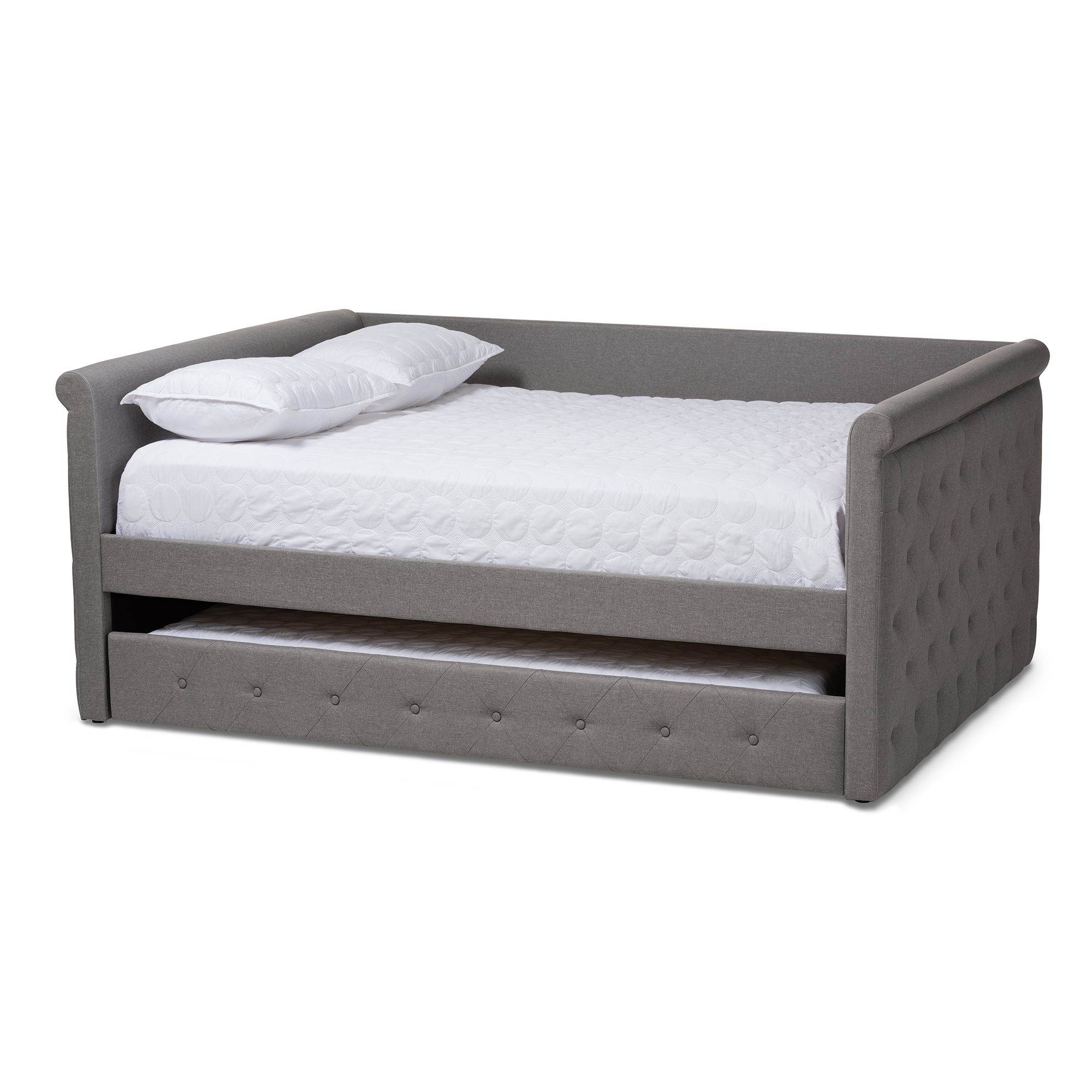 Baxton Studio Alena Modern and Contemporary Grey Fabric Upholstered Full Size Daybed with Trundle